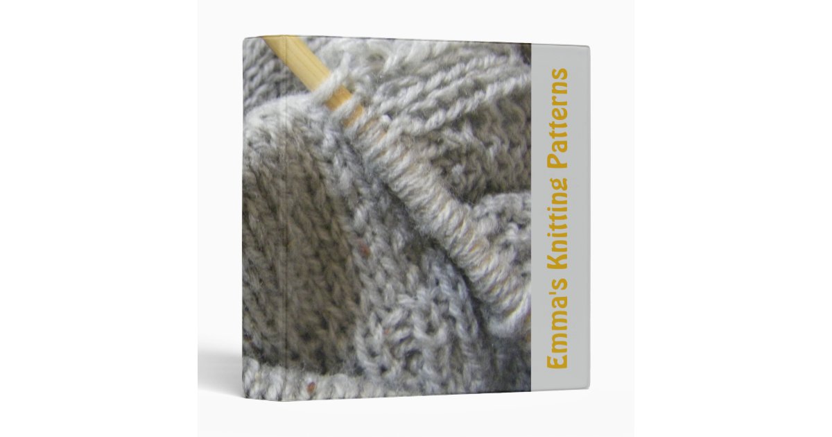 Knitting Patterns Personalized Binder © Zazzle