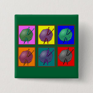 Knitting Popart Gifts 2 Inch Square Button