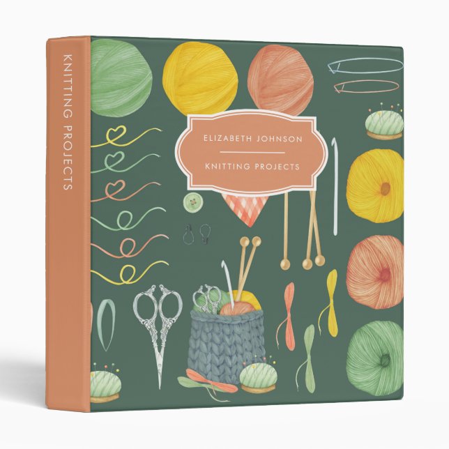 Knitting Projects Patterns Organizer Binder (Front/Spine)