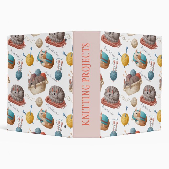 Knitting Projects With Cat Design Binder (Background)