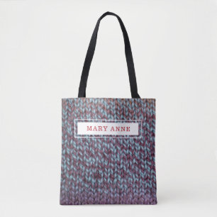 Knitting Purple Personalized Tote Bag