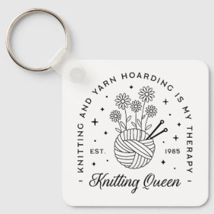 Knitting queen funny yarn hoarder keychain