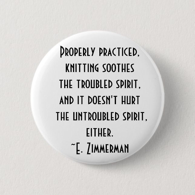 knitting quote 2 inch round button (Front)