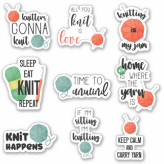 Knitting quotes sticker sheet