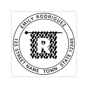 Knitting Self Inking Rubber Stamp