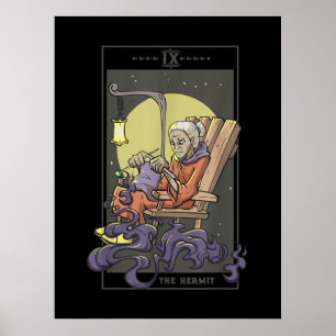 Knitting Sewing Hermit Tarot Card Crochet Quilting Poster