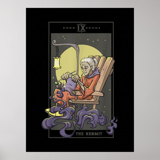 Knitting Sewing Hermit Tarot Card Crochet Quilting Poster (Front)