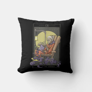 Knitting Sewing Hermit Tarot Card Crochet Quilting Throw Pillow