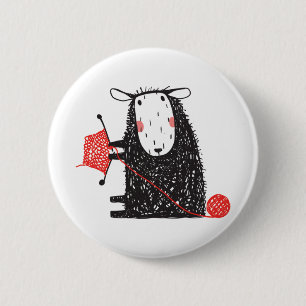 Knitting Sheep 2 Inch Round Button