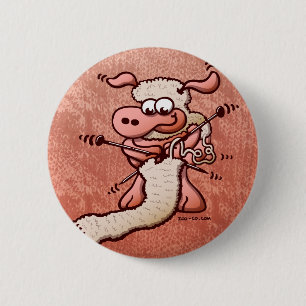Knitting Sheep 2 Inch Round Button
