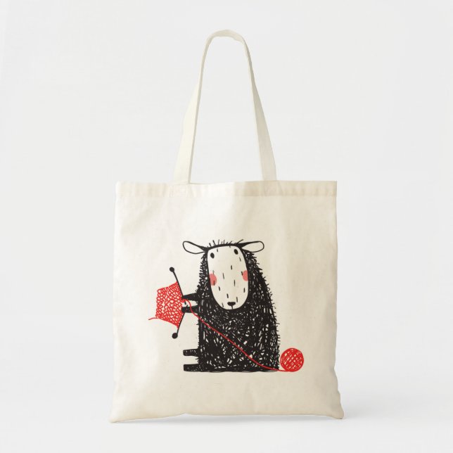 Knitting Sheep Tote Bag (Front)