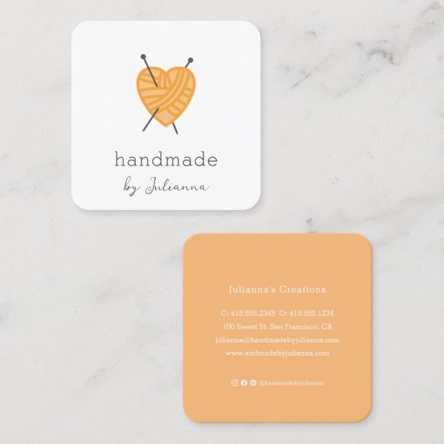 Knitting small business card insert (Front/Back)