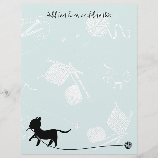 Knitting Theme Cats Yarn Blank Scrapbook Paper (Front)