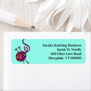 Knitting Themed Yarn n Needles Return Address