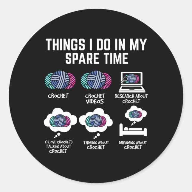 Knitting Things I Do In My Spare Time Knitter Classic Round Sticker (Front)