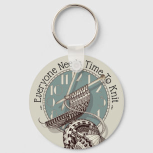 Knitting Time Doodle Art Illustration Keychain