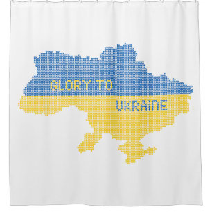 Knitting Ukrainian state map text Glory to Ukraine