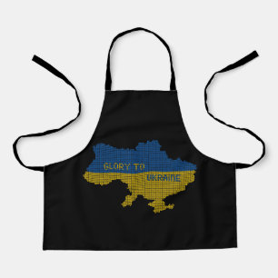Knitting Ukrainian state map text Glory to Ukraine Apron