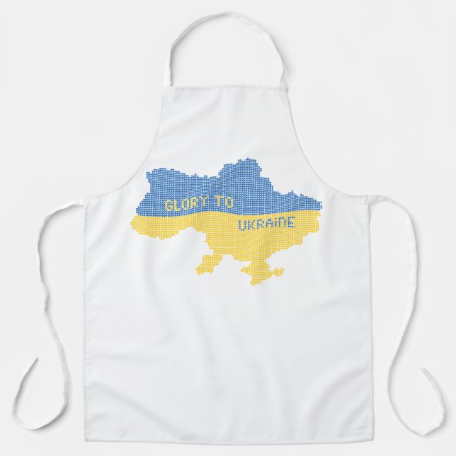 Knitting Ukrainian state map text Glory to Ukraine Apron (Front)