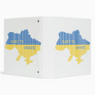 Knitting Ukrainian state map text Glory to Ukraine Binder