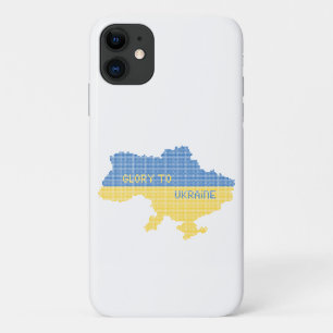 Knitting Ukrainian state map text Glory to Ukraine iPhone 11 Case