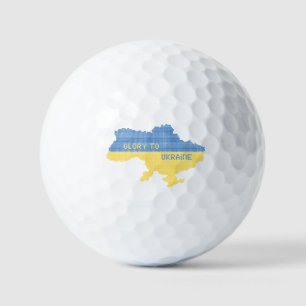 Knitting Ukrainian state map text Glory to Ukraine Golf Balls