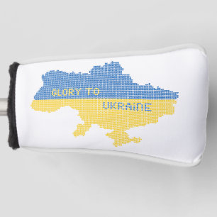 Knitting Ukrainian state map text Glory to Ukraine Golf Head Cover