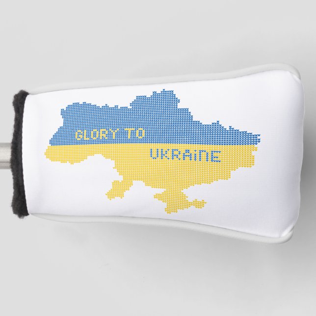 Knitting Ukrainian state map text Glory to Ukraine Golf Head Cover (Front)
