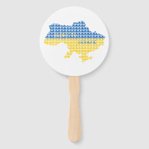 Knitting Ukrainian state map text Glory to Ukraine Hand Fan