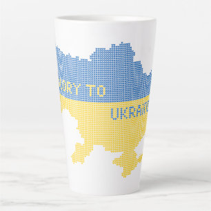 Knitting Ukrainian state map text Glory to Ukraine Latte Mug