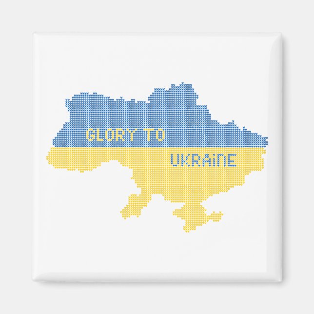 Knitting Ukrainian state map text Glory to Ukraine Magnet (Front)