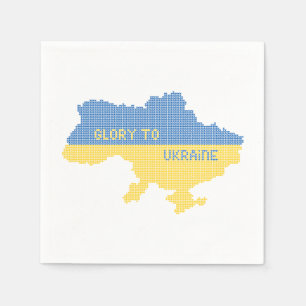 Knitting Ukrainian state map text Glory to Ukraine Napkin