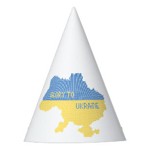 Knitting Ukrainian state map text Glory to Ukraine Party Hat