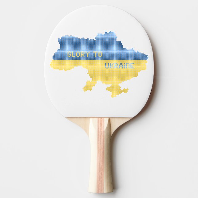 Knitting Ukrainian state map text Glory to Ukraine Ping Pong Paddle (Front)