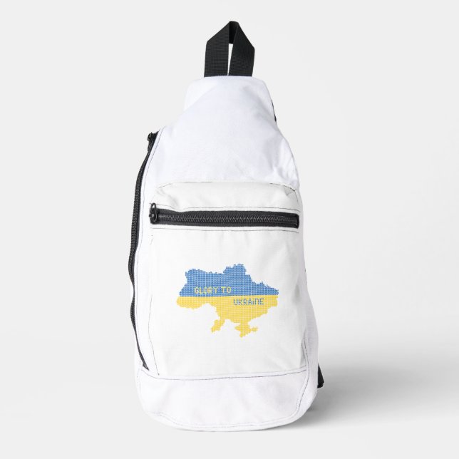 Knitting Ukrainian state map text Glory to Ukraine Sling Bag (Front)