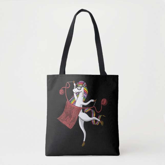 Knitting Unicorn Mom Magical Yarn Knitter Tote Bag (Front)