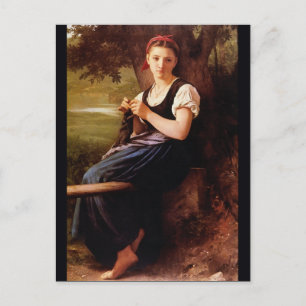 Knitting Woman by William-Adolphe Bouguereau Postcard