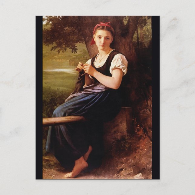 Knitting Woman by William-Adolphe Bouguereau Postcard (Front)
