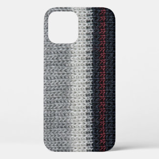 Knitting wool: red, white stripes. iPhone 12 case