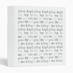 KNITTING WORDS 3-Ring Binder 