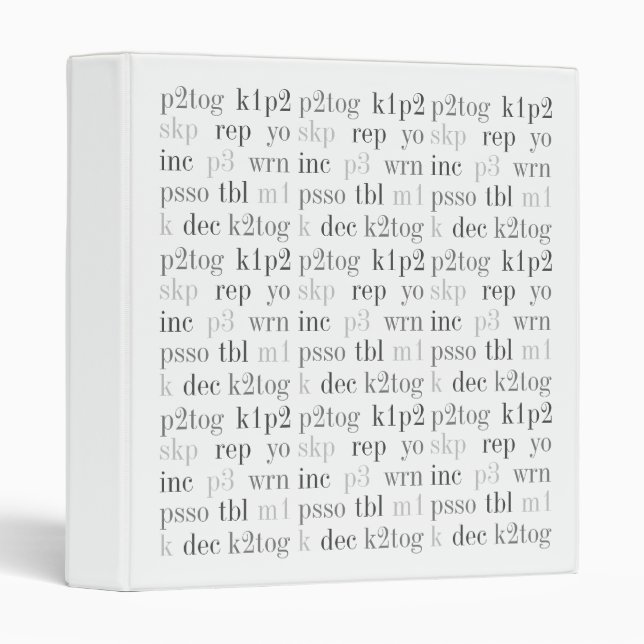 KNITTING WORDS 3-Ring Binder  (Front/Spine)