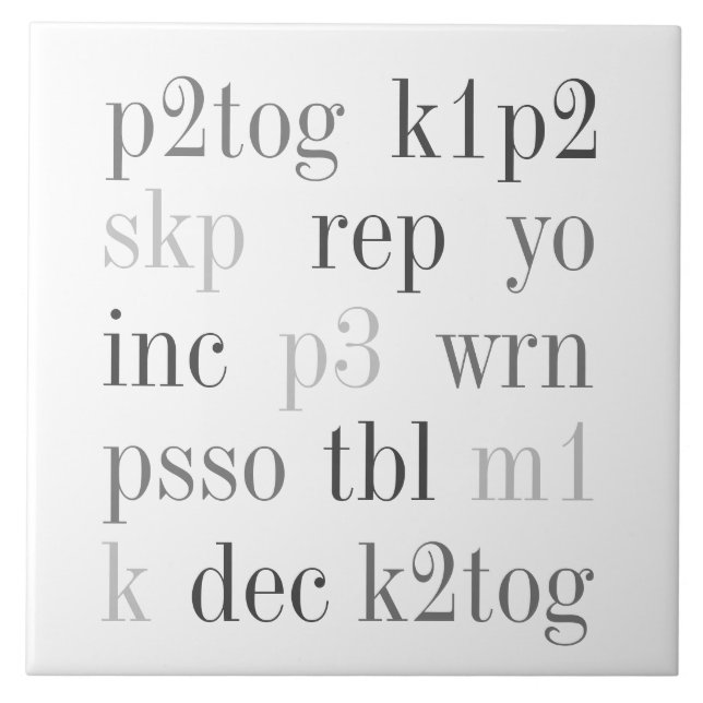 KNITTING WORDS 6x6 Ceramic Tile (Front)