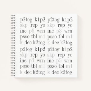 KNITTING WORDS 8.5" Square Spiral Notebook 
