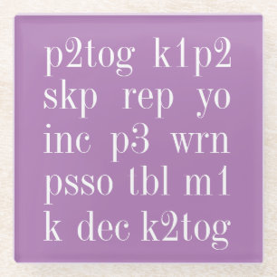 KNITTING WORDS Glass Drink Coaster II