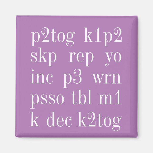 KNITTING WORDS Square Magnet II (Front)