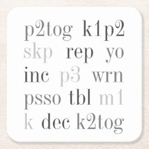KNITTING WORDS Square Paper Coasters