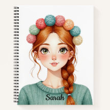 Knitting Yarn Ball Girl Journal 