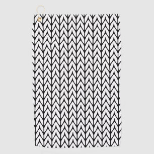 Knitting Yarn Pattern Black and White Decor on a Golf Towel