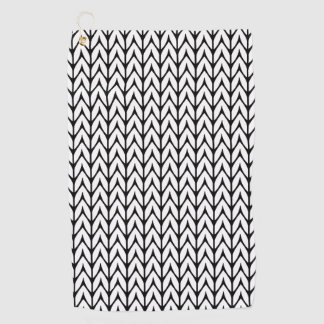 Knitting Yarn Pattern Black and White Decor on a Golf Towel