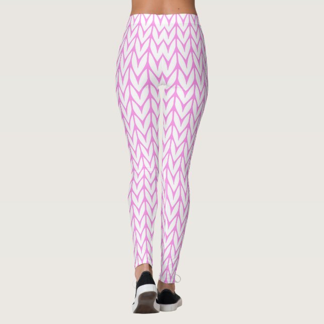 Knitting Yarn Pattern Pink Decor Leggings (Back)